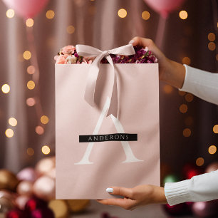 Minimalist Pastel Pink Personalised Name Large Gift Bag