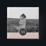 Minimalist Pastel Pink Personalised Name & Photo 15 Cm Square Badge<br><div class="desc">Minimalist Pastel Pink Personalised Name & Photo</div>