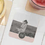 Minimalist Pastel Pink Personalised Name & Photo Coaster<br><div class="desc">Minimalist Pastel Pink Personalised Name & Photo</div>