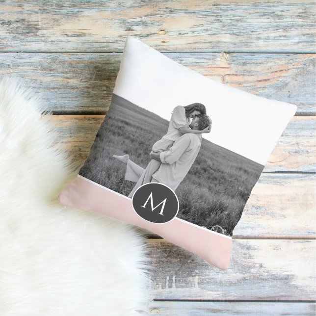Minimalist Pastel Pink Personalised Name & Photo Cushion (Creator Uploaded)