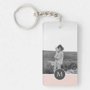 Minimalist Pastel Pink Personalised Name & Photo Key Ring