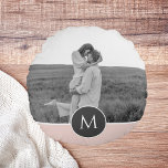 Minimalist Pastel Pink Personalised Name & Photo Round Cushion<br><div class="desc">Minimalist Pastel Pink Personalised Name & Photo</div>