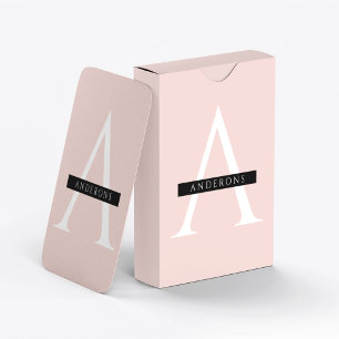 Minimalist Pastel Pink Personalised Name Playing Cards