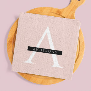 Minimalist Pastel Pink Personalised Name Tea Towel