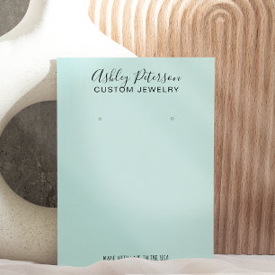 Minimalist pastel teal jewellery earring display business card