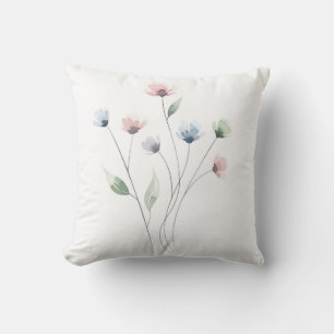 Minimalist Pastel Wildflower Watercolor Cushion
