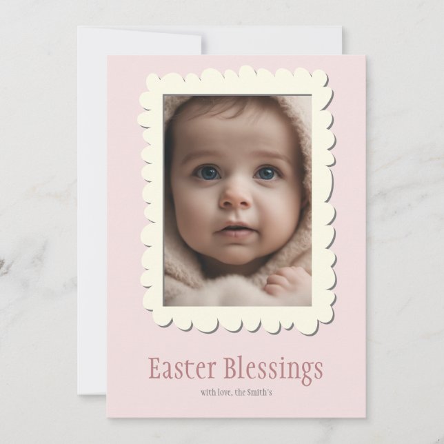 Minimalist Pastel Yellow Photo Easter Holiday Card (Front)
