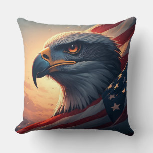Minimalist Patriotic Eagle with american flag Cushion