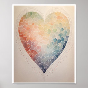 Minimalist pattern of interconnected hearts Poster