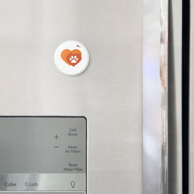 Minimalist Paw Print Heart Modern Fridge Magnet (In Situ (Fridge))