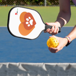 Minimalist Paw Print Heart Pickleball Paddle Pet