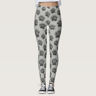 Minimalist Paw Print Sketch Pattern (1) Leggings