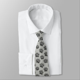 Minimalist Paw Print Sketch Pattern (1) Tie