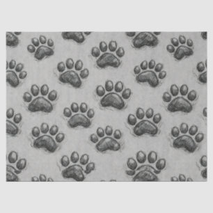 Minimalist Paw Print Sketch Pattern (1) Tissue Paper