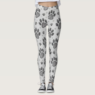 Minimalist Paw Print Sketch Pattern (2) Leggings