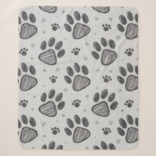 Minimalist Paw Print Sketch Pattern (2) Sherpa Blanket