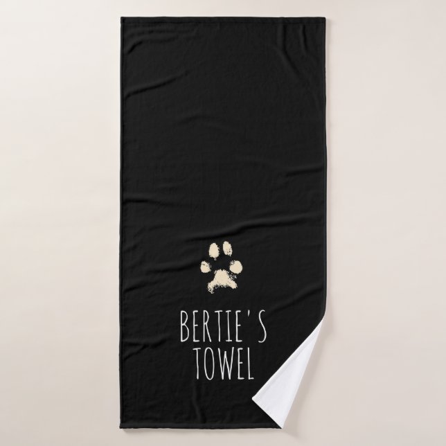 Minimalist Pawprint Typography Personalised Pet    Bath Towel (Bath Towel)