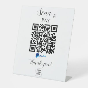 Minimalist Paypal payment QR code Pedestal Sign