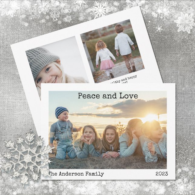 Minimalist Peace and Love 3 Photo Holiday (Wishing you a holiday season of "Peace and Love" this year!)