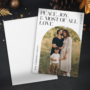 Minimalist Peace Joy Love Christmas Family Photo Holiday Card