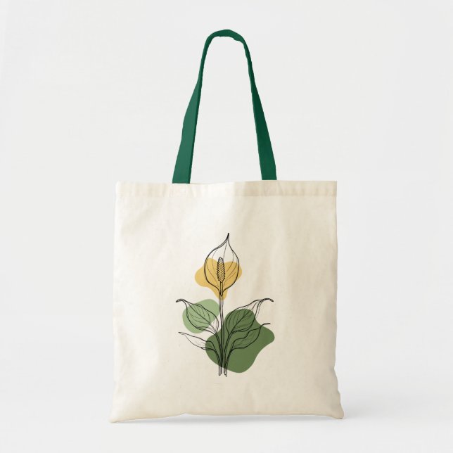 Minimalist Peace Lily Line Art Tote Bag (Front)