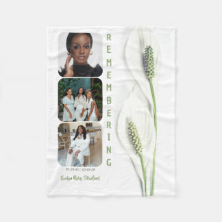 Minimalist Peace Lily Memorial Fleece Blanket