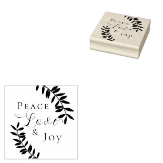 Minimalist Peace Love Joy Rubber Stamp