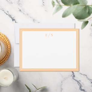 Minimalist Peach Border Monogram Card