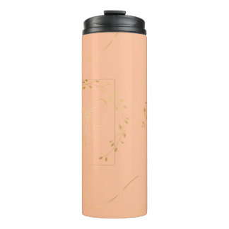 Minimalist Peach Botanical Thermal Tumbler