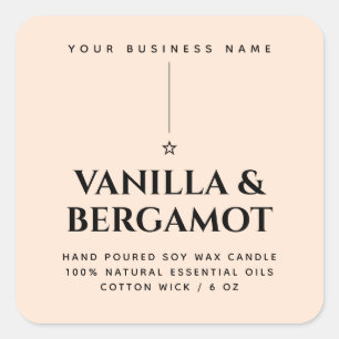Minimalist peach candle product label