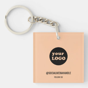 Minimalist Peach Custom Business Logo Key Ring