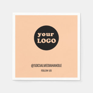 Minimalist Peach Custom Business Logo Napkin