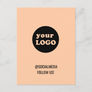 Minimalist Peach Custom Business Logo Postcard