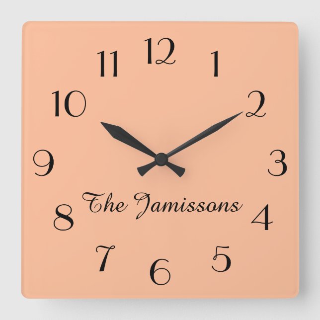 Minimalist Peach Fuzz, Name, Round or  Square Wall Clock (Front)