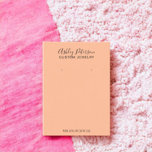 Minimalist peach jewellery earring display business card