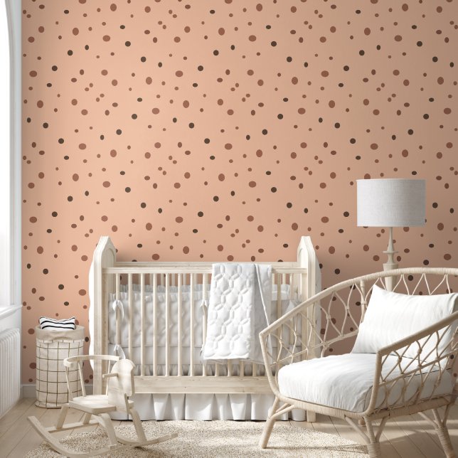 Minimalist Peach Polka Dot Seamless Pattern Wallpaper (Kids)