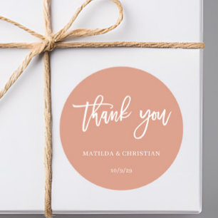 Minimalist Peach Wedding  Classic Round Sticker