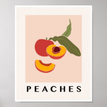 Minimalist Peaches Fruit Peach Kitchen Art