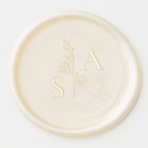 Minimalist Pearl White Monogram Wildflower Wedding