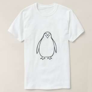 Minimalist Penguin Line Art T-Shirt