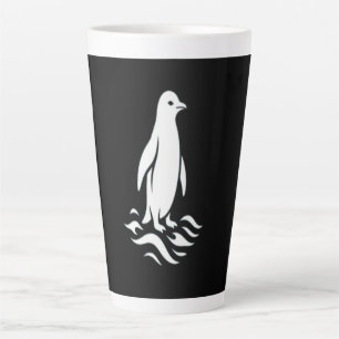Minimalist Penguin Line Art Winter Wave Modern Aes Latte Mug