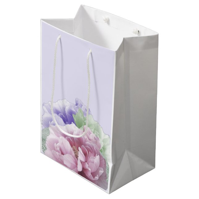Minimalist Peonies Gift Bag (Front Angled)