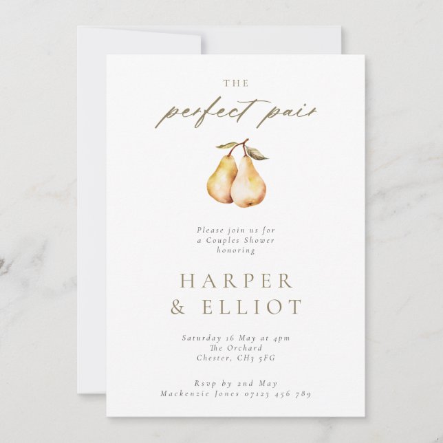 Minimalist Perfect Pair Botanical Couples Shower Invitation (Front)