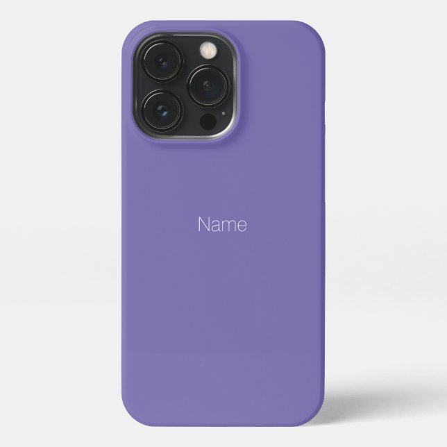 Minimalist periwinkle lilac custom name monogram iPhone case (Back)