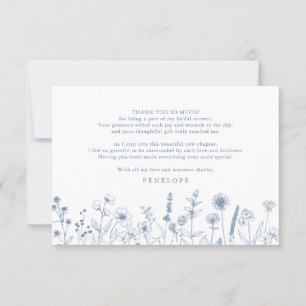 Minimalist Periwinkle Wildflower Bridal Shower Thank You Card