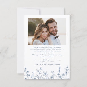 Minimalist Periwinkle Wildflower Photo Wedding  Thank You Card