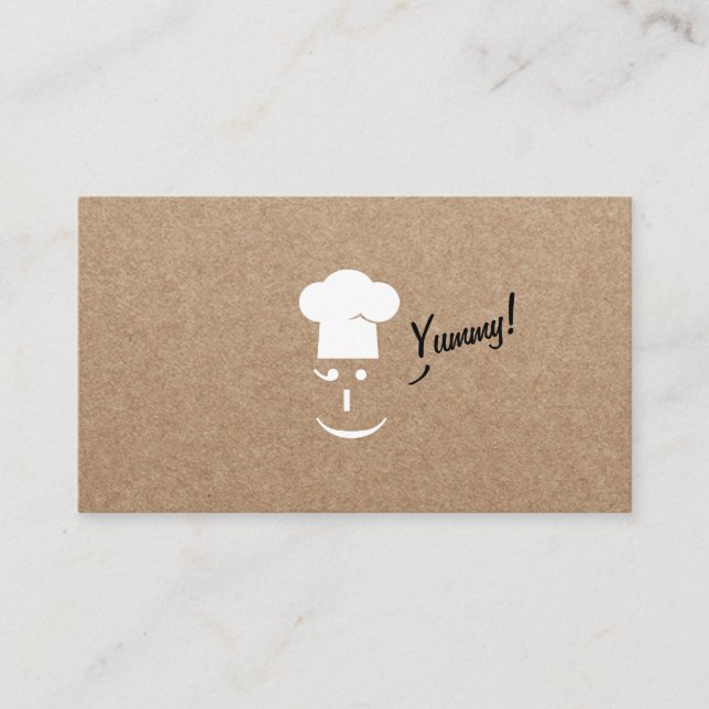 Minimalist Personal Chef Rustic Kraft Business Card (Front)