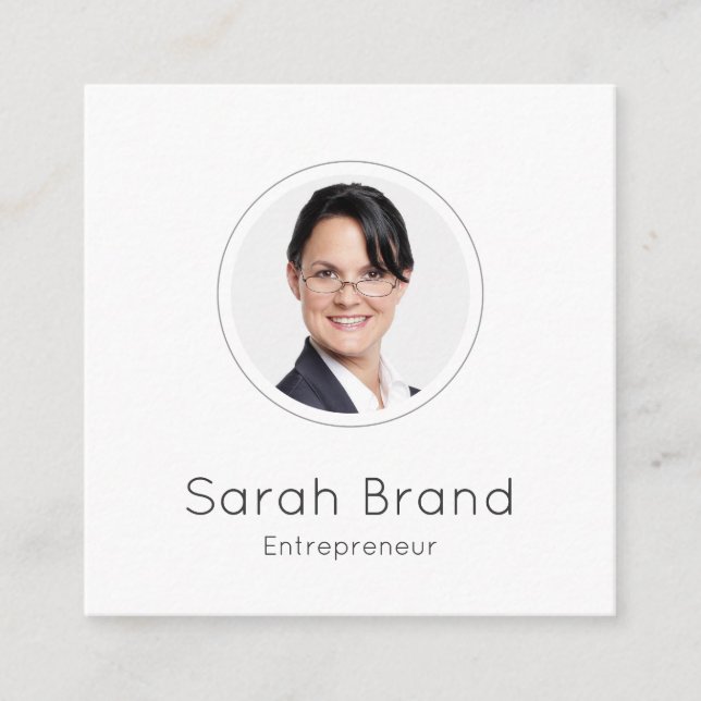 Minimalist Personal Photo Square Business Card (Front)