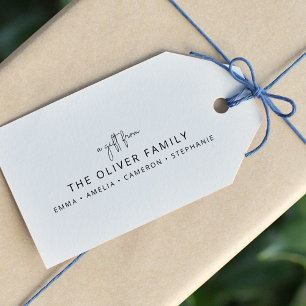 Minimalist Personalised A Gift From Family Name  Tags