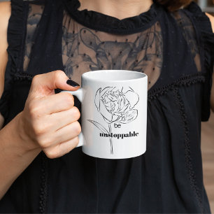 Minimalist Personalised Be Unstoppable Black White Mug